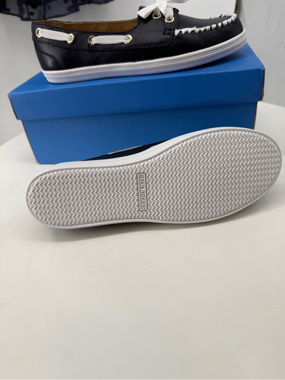 Jack Rogers Bonnie weekend loafer style 111221FL05 color midnight navy white bow - Picture 11 of 15